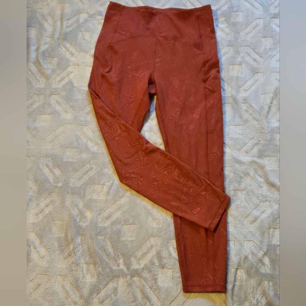 Reebok Orange Swirl Patterned Leggings NWOT Size M